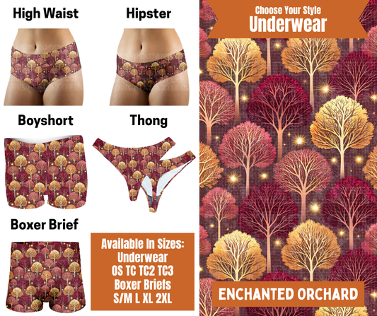 Preorder! Closes 7/30. ETA Oct. Enchanted Orchard Hipster, High Waist, Boyshort, & Thong Underwear & Boxer Briefs