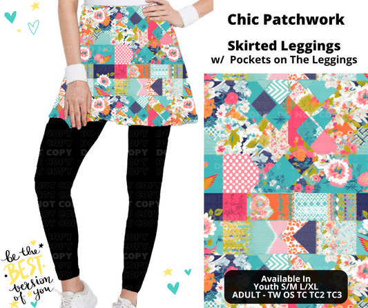 Preorder! Closes 12/25. ETA March. Chic Patchwork Skirted Full Length Leggings w/ Pockets