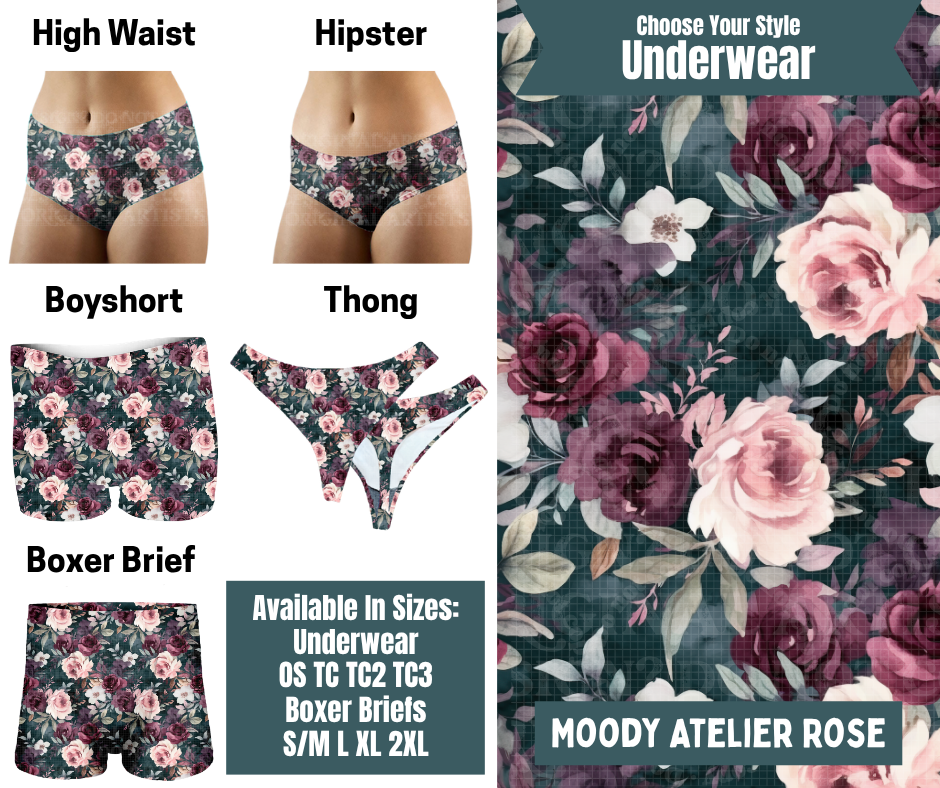 Preorder! Closes 9/30. ETA Dec. Moody Atelier Rose Hipster, High Waist, Boyshort, & Thong Underwear & Boxer Briefs