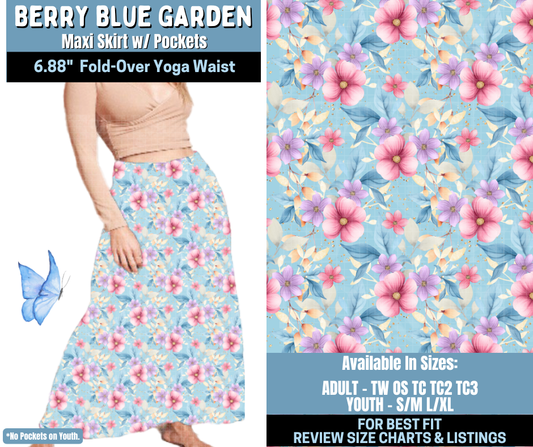 Preorder! Closes 1/15. ETA April. Berry Blue Garden Maxi Skirt