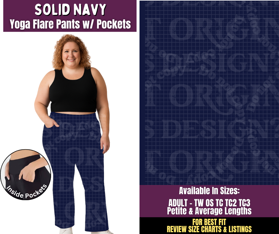 Preorder! Closes 11/4. ETA Feb. Solid Navy Yoga Flare Pants