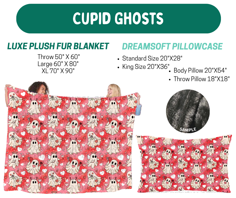 Preorder! Closes 10/12. ETA Jan. Cupid Ghosts Plush Fur Blanket and/or DreamSoft Pillowcase
