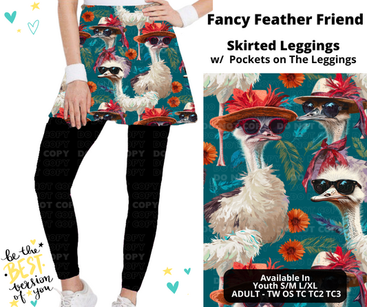 Preorder! Closes 12/25. ETA March. Fancy Feather Friend Skirted Full Length Leggings w/ Pockets