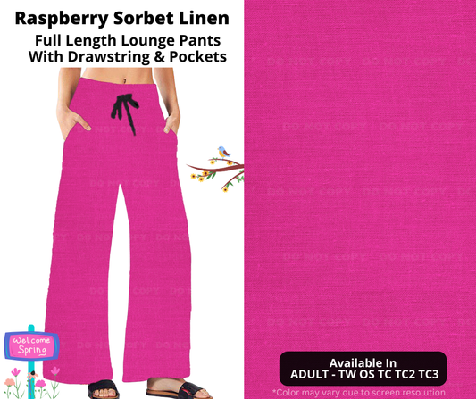 Preorder! Closes 1/8. ETA April. Raspberry Sorbet Linen Full Length Lounge Pants