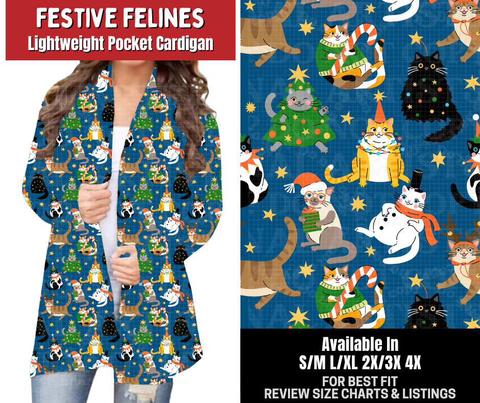 Preorder! Closes 8/31. ETA Dec. Festive Felines Cardigan