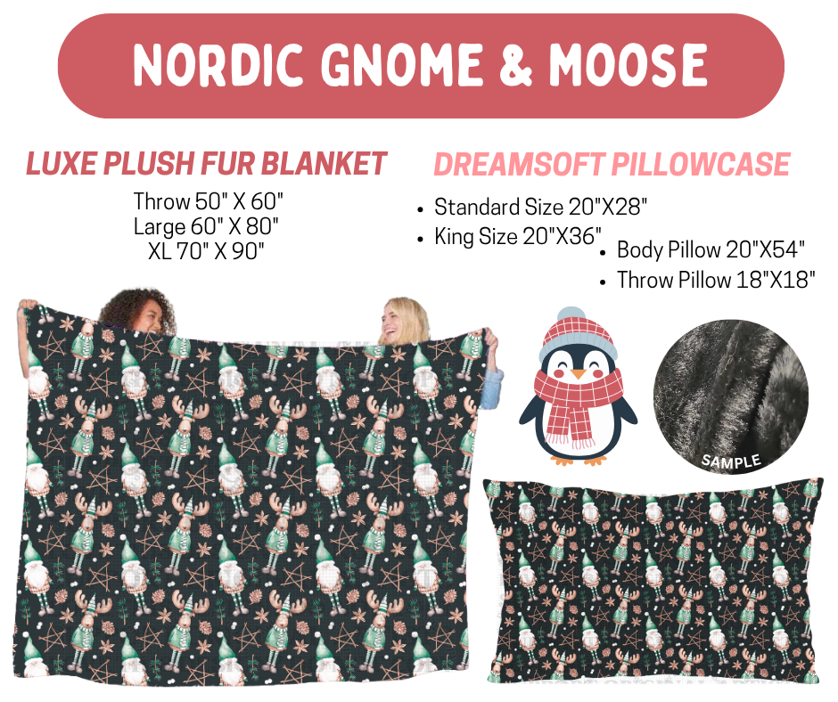Preorder! Closes 8/17. ETA Nov. Nordic Gnome & Moose Luxe Plush Fur Blanket and/or DreamSoft Pillowcase