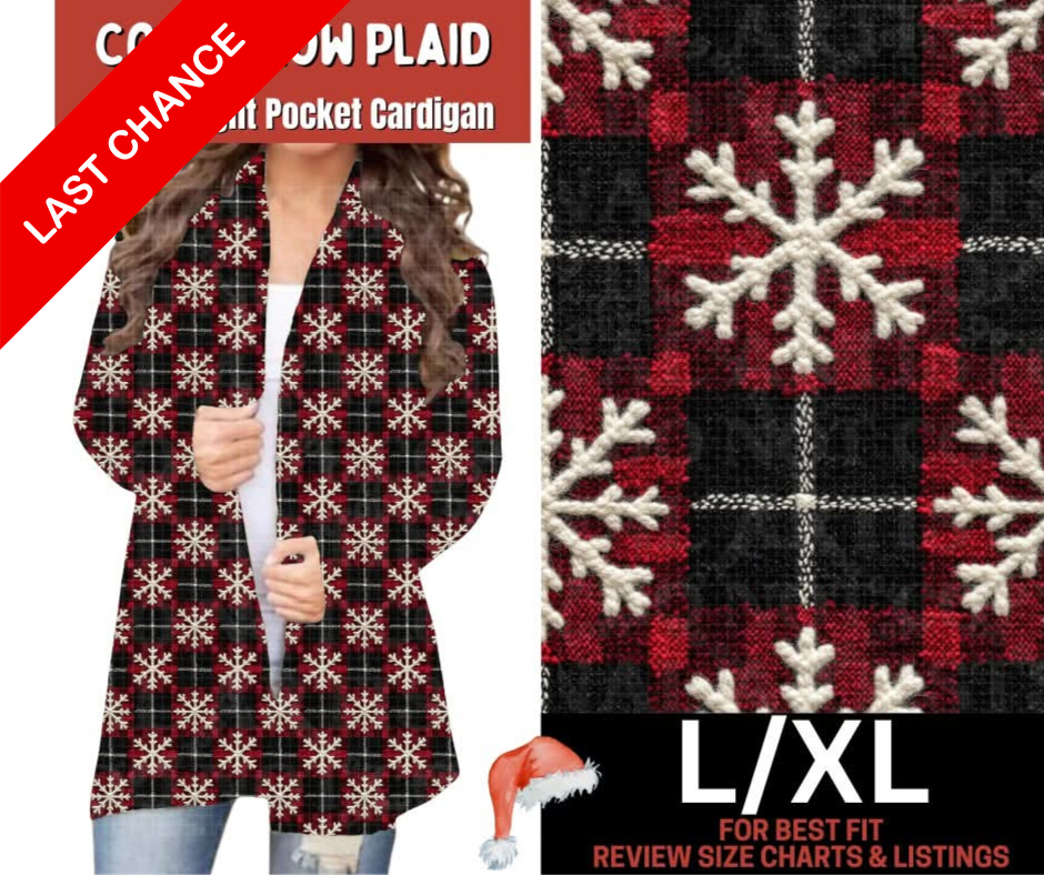 Cozy Snow Plaid Pocket Cardigan