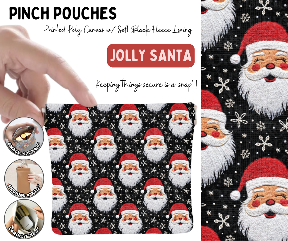 Preorder! Closes 8/19. ETA Nov. Jolly Santa Pinch Pouches in 3 Sizes