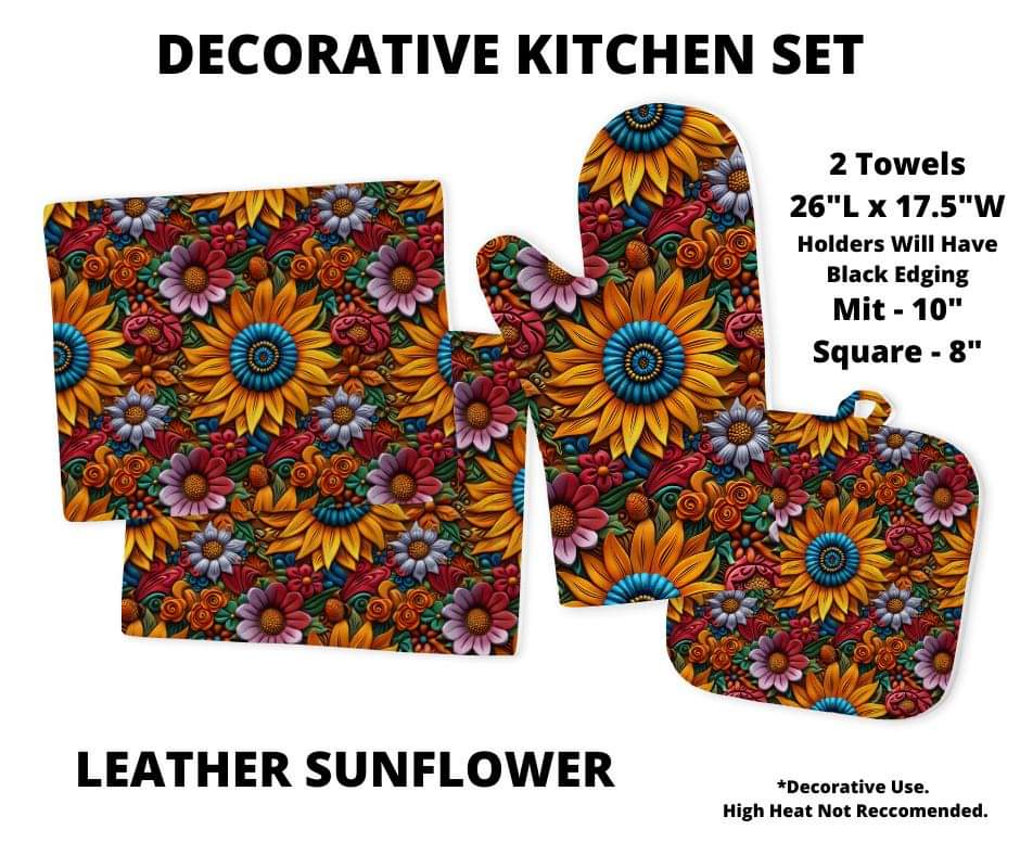 Leather Sunflower Decorative Kitchen Set