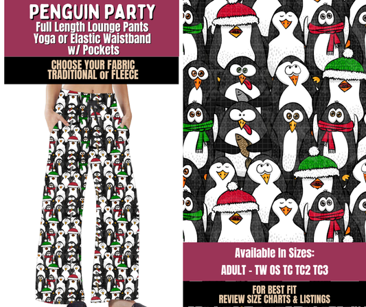 Preorder! Closes 8/27. ETA Nov. Penguin Party Lounge Pants Choose Fleece or Traditional
