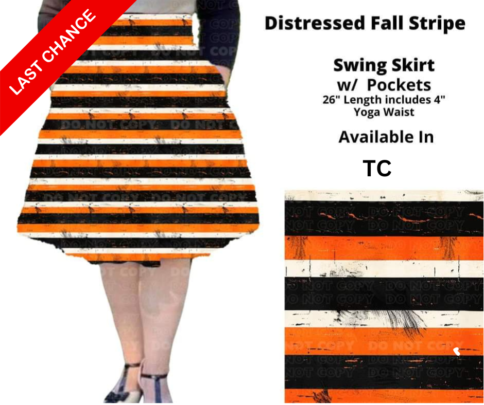 Distressed Fall Stripe Swing Skirt