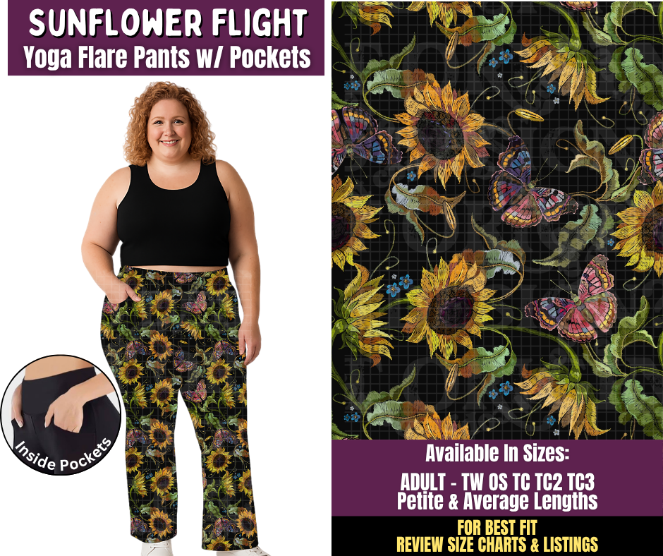 Preorder! Closes 11/4. ETA Feb. Sunflower Flight Yoga Flare Pants