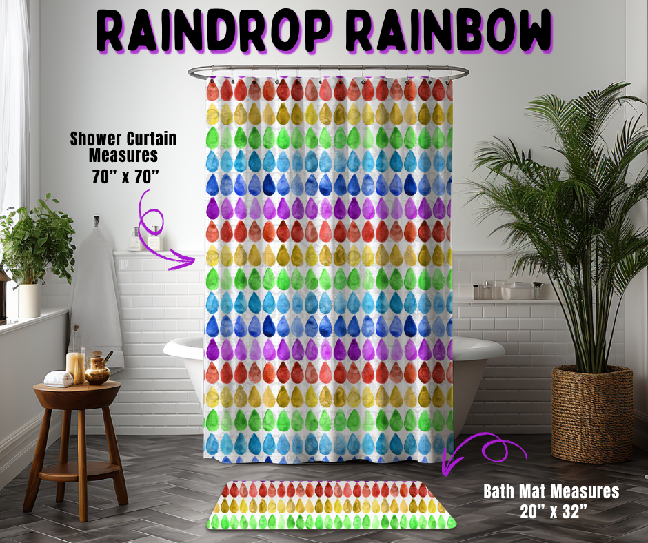 Preorder! Closes 10/21. ETA Jan. Raindrop Rainbow Custom Shower Curtain and/or Bath Mat