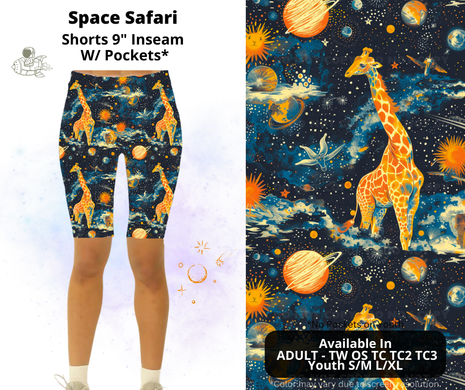 Preorder! Closes 2/3. ETA May. Space Safari 9" Inseam Shorts w/wo Pockets