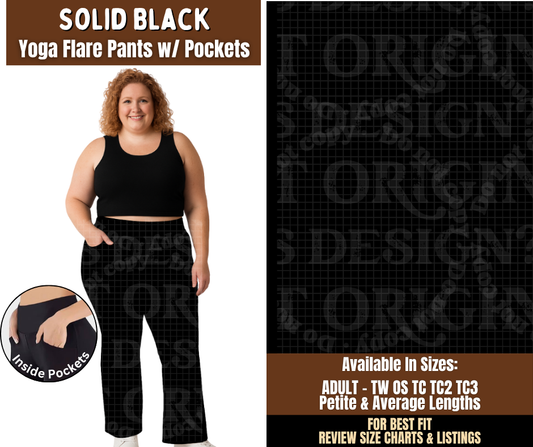Preorder! Closes 7/29. ETA Oct. Solid Black Yoga Flare Pants