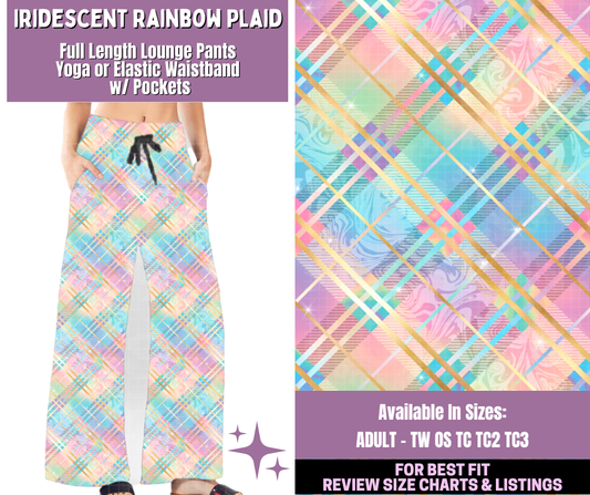 Preorder! Closes 1/14. ETA April. Iridescent Rainbow Plaid Full Length Lounge Pants