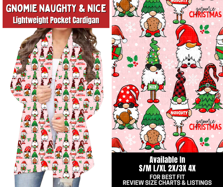 Preorder! Closes 8/31. ETA Dec. Gnomie Naughty & Nice Cardigan