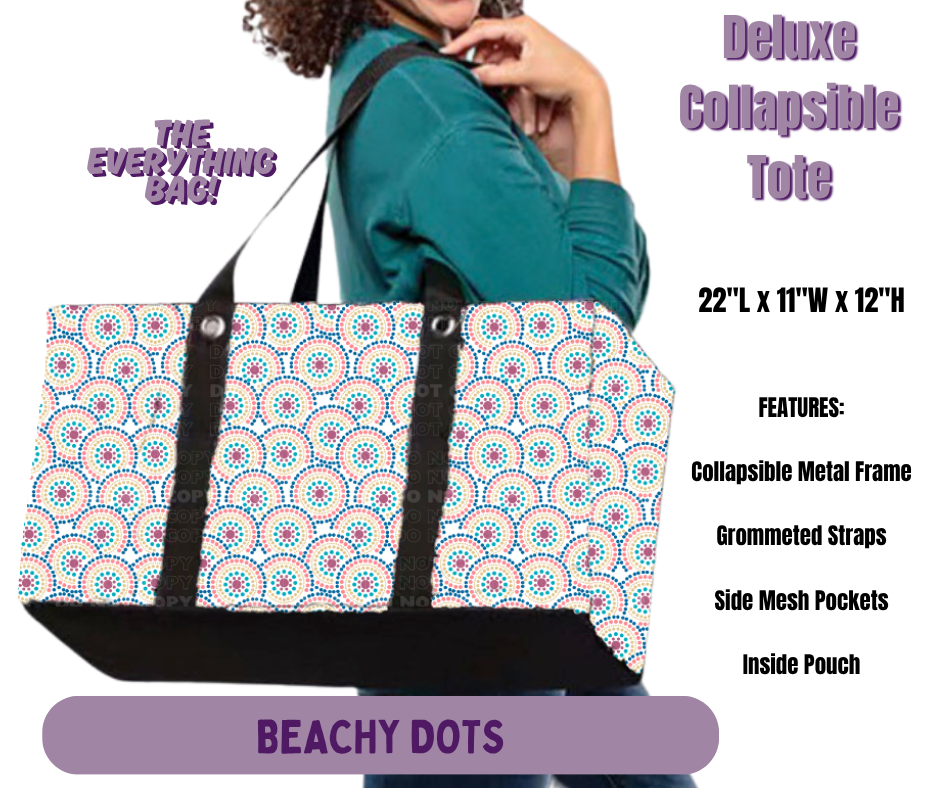 Preorder! Closes 5/14. ETA Aug. Beachy Dots Collapsible Tote