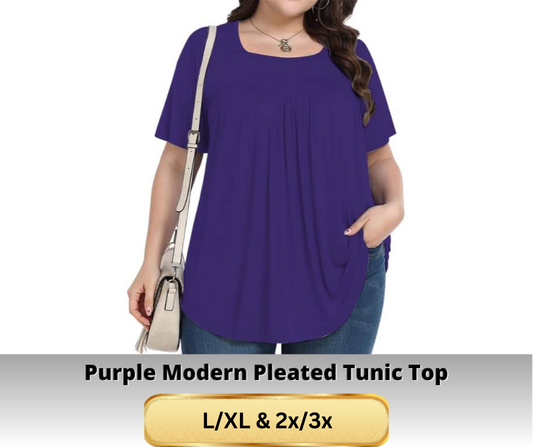 Purple Pleated Tunic Top