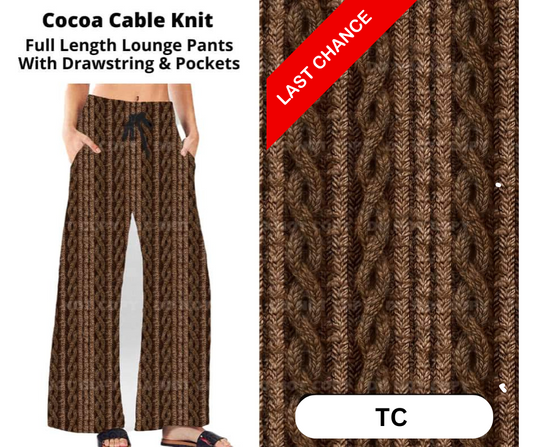 Cocoa Cable Knit Full Length Lounge Pants