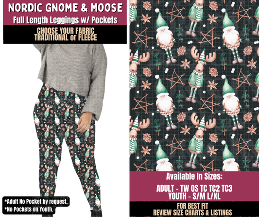 Preorder! Closes 8/27. ETA Nov. Nordic Gnome & Moose Leggings Choose Fleece or Traditional