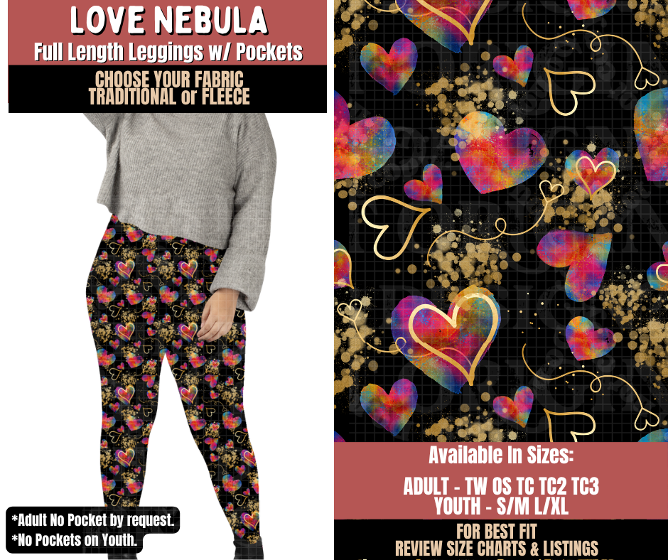 Preorder! Closes 10/22. ETA Jan. Love Nebula Leggings Choose Fleece or Traditional