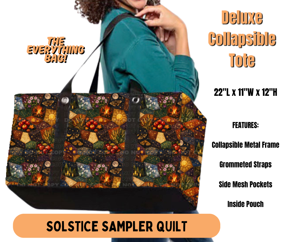 Preorder! Closes 7/2. ETA Oct. Solstice Sampler Quilt Collapsible Tote