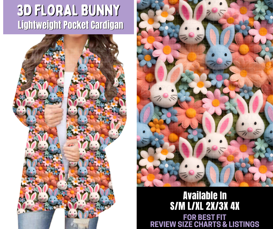 Preorder! Closes 1/22. ETA April. 3D Floral Bunny Pocket Cardigan
