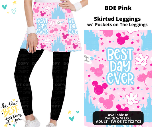 Preorder! Closes 12/25. ETA March. BDE Pink Skirted Full Length Leggings w/ Pockets