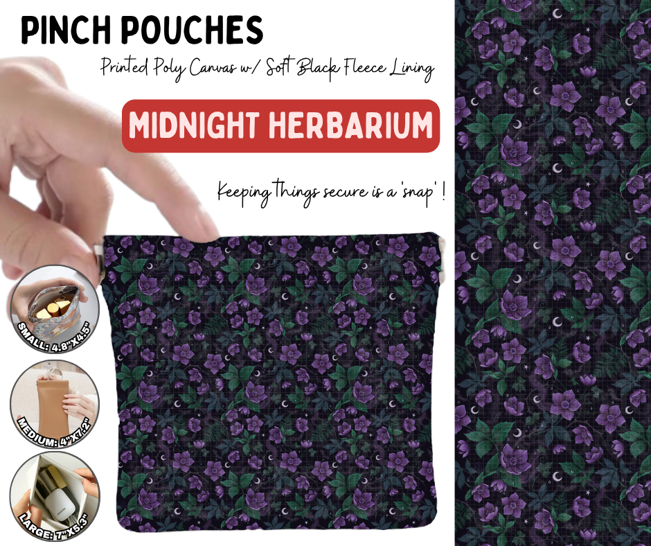 Preorder! Closes 10/5. ETA Jan. Midnight Harbarium Pinch Pouches in 3 Sizes