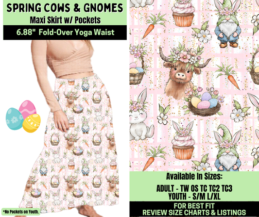 Preorder! Closes 1/19. ETA April. Spring Cows & Gnomes Maxi Skirt