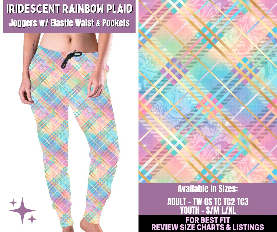 Preorder! Closes 1/14. ETA April. Iridescent Rainbow Plaid Joggers