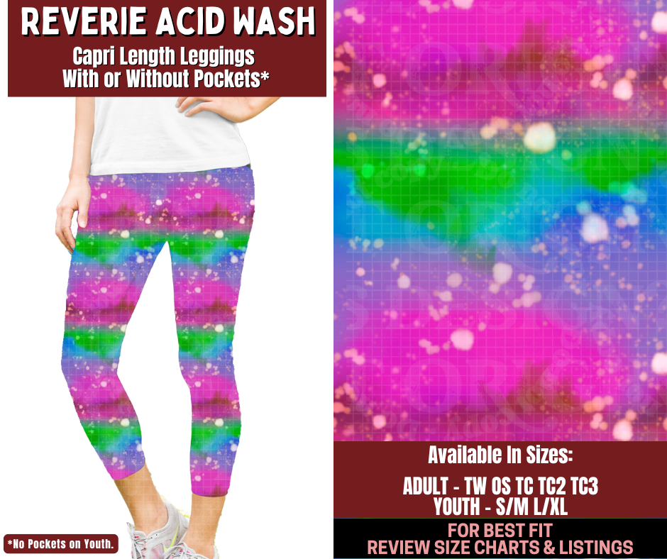 Preorder! Closes 2/4. ETA May. Reverie Acid Wash Capri Length Leggings w/wo Pockets