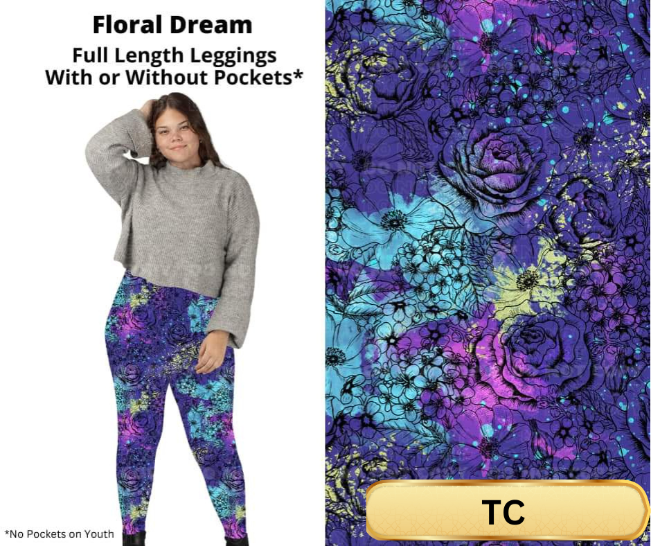 Floral Dream Full Length Leggings w/ Pockets