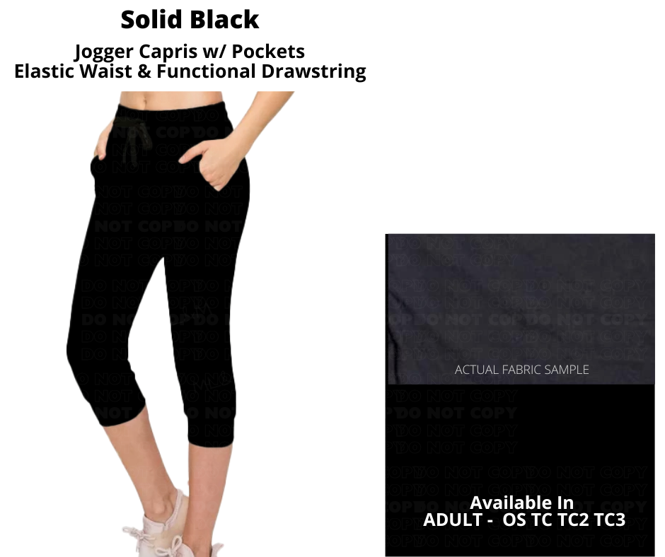 Preorder! Closes 12/24. ETA March. Solid Black Jogger Capri