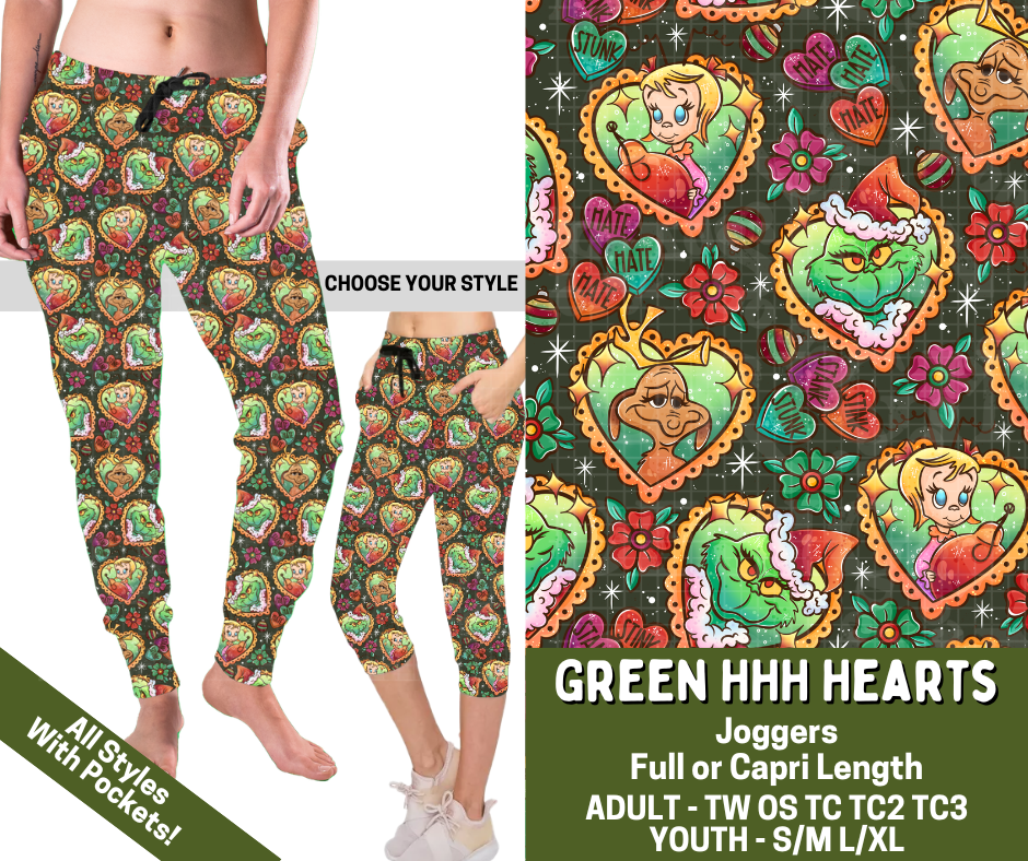 Preorder! Closes 7/15. ETA Nov. Green HHH Hearts Combo Jogger Lengths