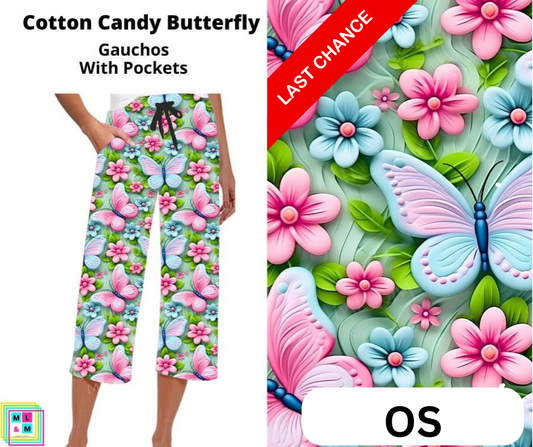 Cotton Candy Butterfly Capri Gauchos