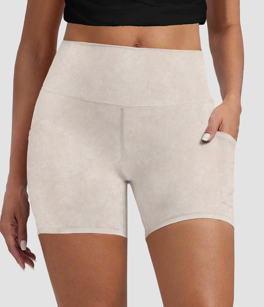 RTS - Sandy Beige Biker Shorts w/ Pockets