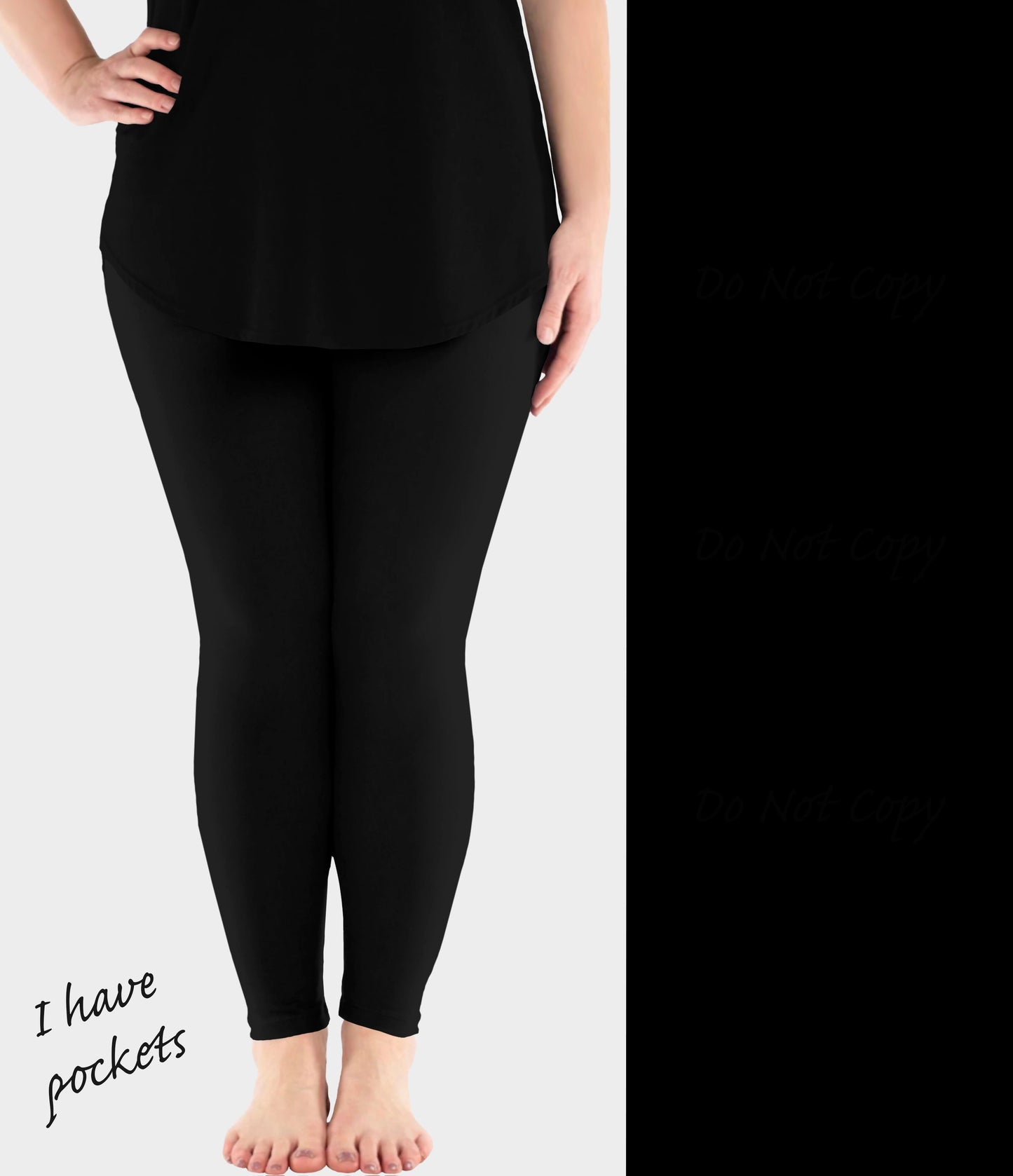 RTS - Solid Black Leggings w/ Pockets