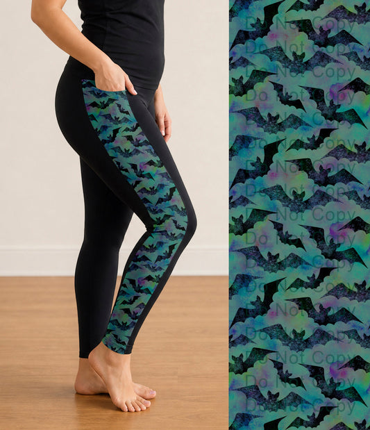 RTS - Spooky Bats Side Panel Leggings with Pockets
