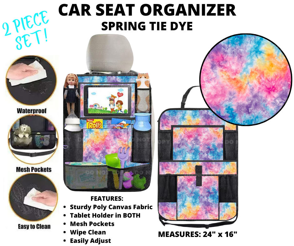 Spring Tie Dye Car Seat Organizer 2 Piece Set