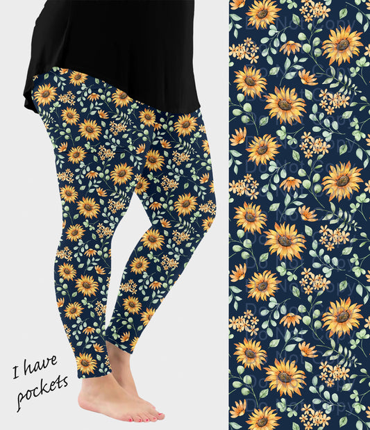 RTS - Sunflower Field Leggings w/ Pockets