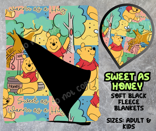 SWEET AS HONEY - SOFT BLACK FLEECE THROWS 8 - PREORDER CLOSING 2/21