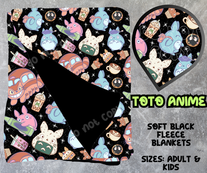 TOTO ANIME - SOFT BLACK FLEECE THROWS 8 - PREORDER CLOSING 2/21