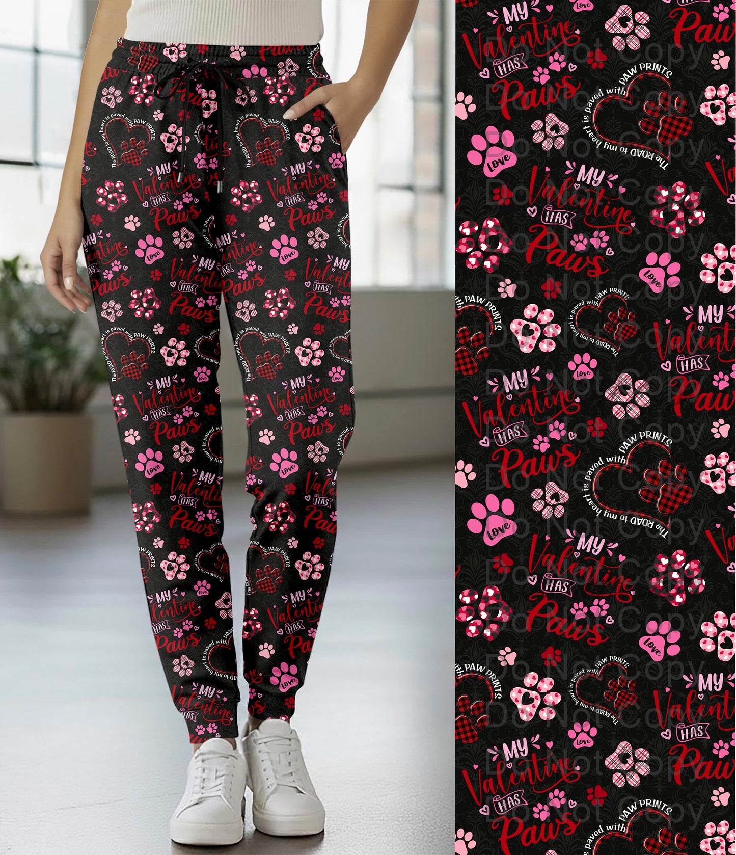 RTS - Valentine Paws Jogger Pants w/ Pockets