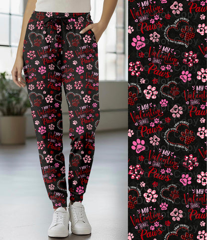 RTS - Valentine Paws Jogger Pants w/ Pockets