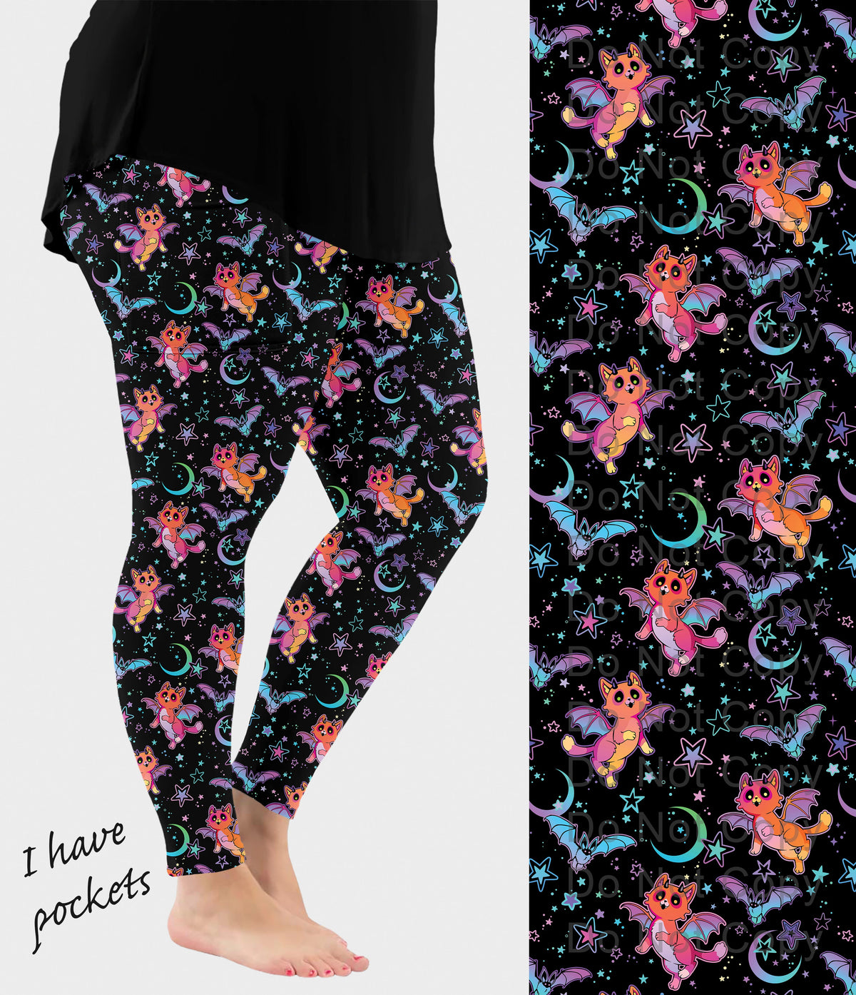 RTS - Winged Cat Leggings with Pockets