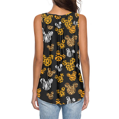 Safari Ears All-Over Print Women's Sleeveless V-Neck Top