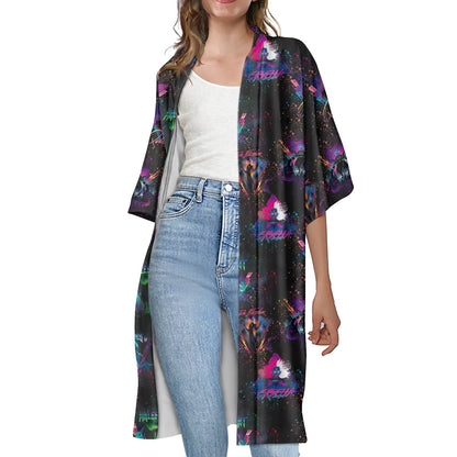 Evil Rocks Women's Half Sleeve Kimono Cardigan