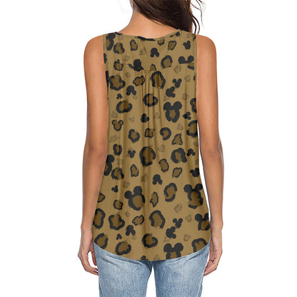 Cheetah Mouse All-Over Print Women's Sleeveless V-Neck Top